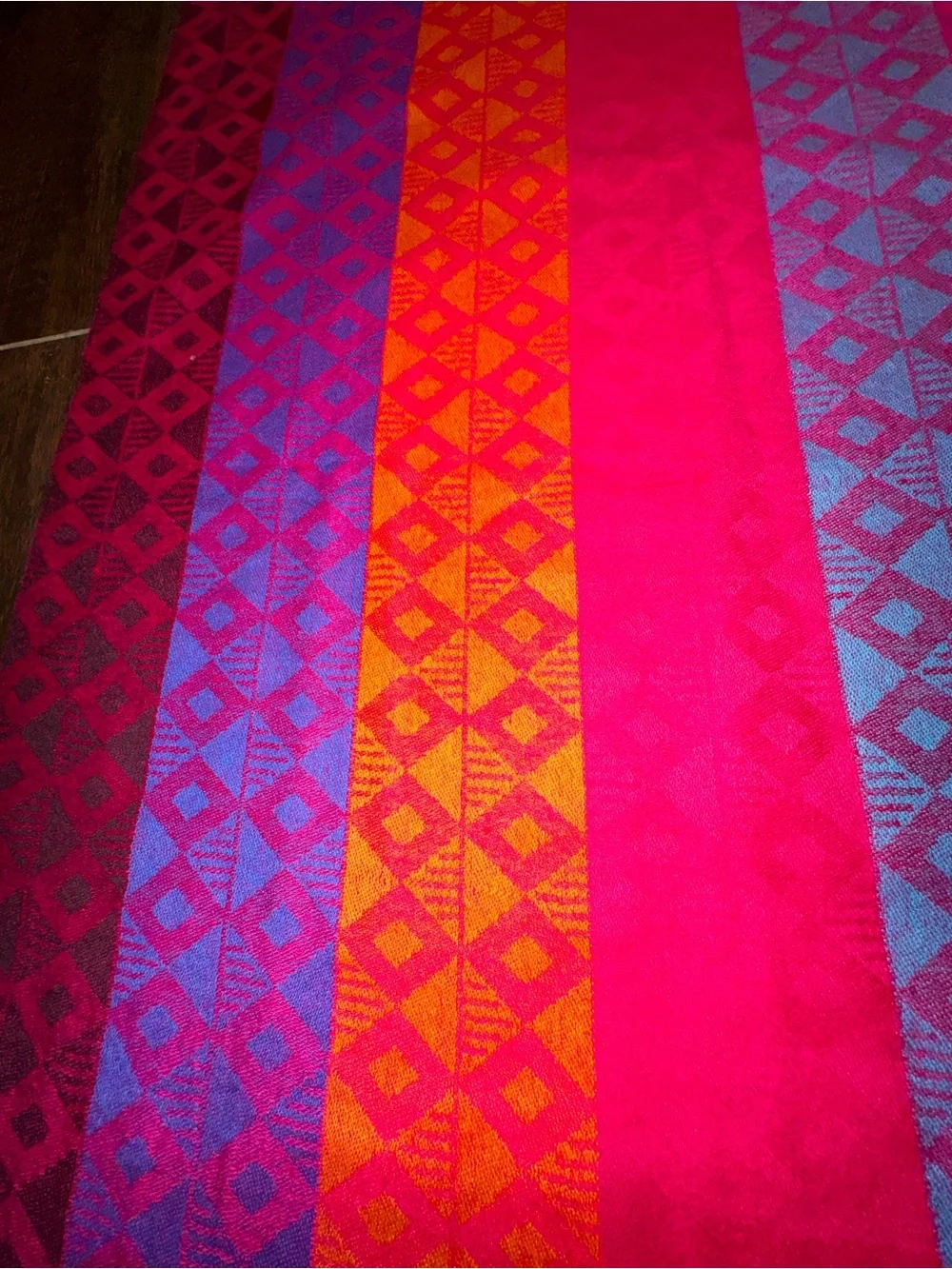 Vintage Handmade Mayan Pashmina Scarf Mexico Cotton Fringe